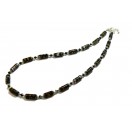 Black Beaded Millefiori Floral Pattern Necklace